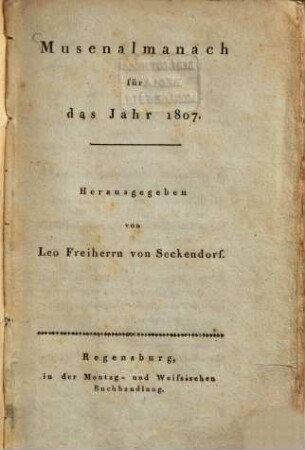 Musenalmanach : für d. Jahr ..., 1807