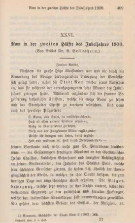 409-420 Rom in der zweiten Hälfte des Jubeljahres 1900 : zweiter Artikel