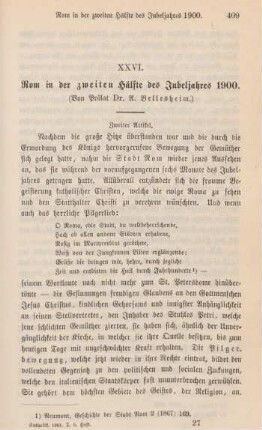 409-420 Rom in der zweiten Hälfte des Jubeljahres 1900 : zweiter Artikel