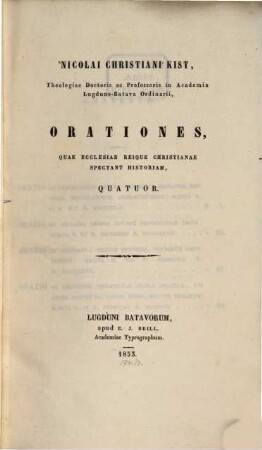 Orationes, quae ecclesiae eeique christianae spectant historiam, quatuor