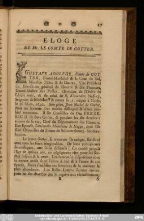 Eloge De Mr. Le Comte De Gotter.