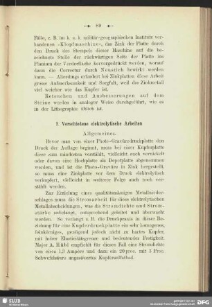 2. Verschiedene elektrolytische Arbeiten
