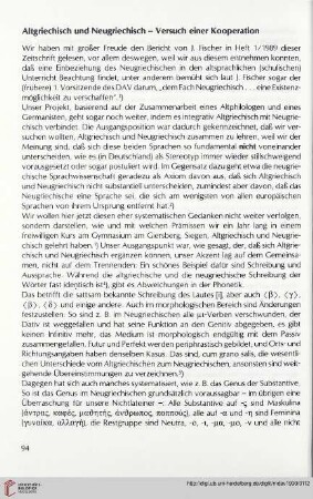 33: Altgriechisch und Neugriechisch - Versuch einer Kooperation