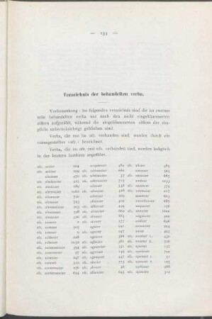 Verzeichnis der behandelten verba.