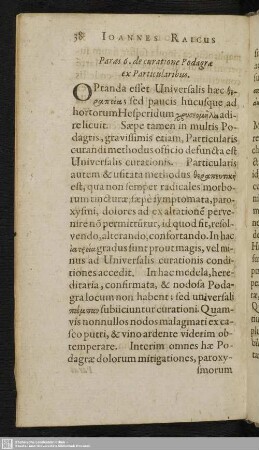 Paras 6. de curatione Podagrae ex Particularibus