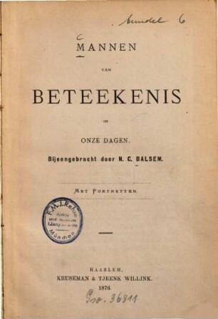 Mannen van beteekenis in onze dagen, 6