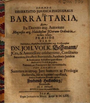 Disputatio iuridica inauguralis de barrattaria