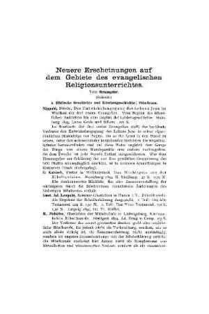 Neuere Erscheinungen auf dem Gebiete des evangelischen Religionsunterrichtes : (Schluß)