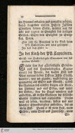 In der Kirch der PP. Capucinern