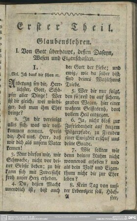 Erster Theil. Glaubenslehren