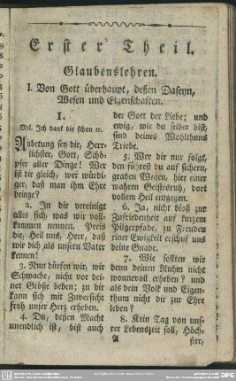 Erster Theil. Glaubenslehren