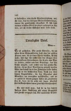 Dreyßigster Brief. Wien