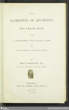 The Agamemnon of Aeschylus : the Greek text