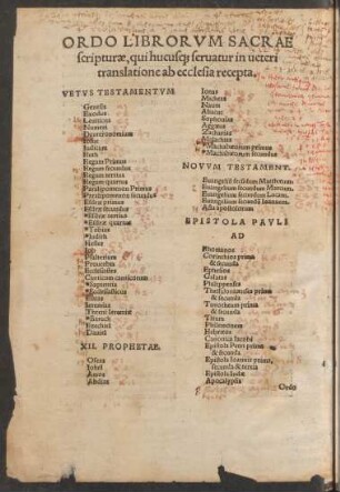 Ordo Librorum Sacrae scripturae ...