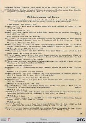 Bildnisminiaturen und Dosen (Nr. 310-438)