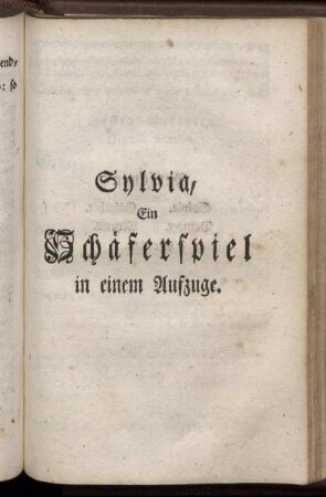 Sylvia, ein Schäferspiel in einem Aufzuge.