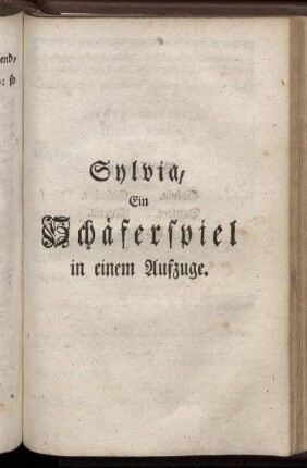 Sylvia, ein Schäferspiel in einem Aufzuge.
