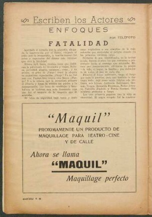 Escriben los Actores : Enfoques por Telefoto - Fatalidad