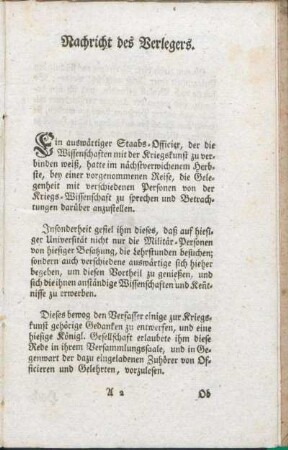 Nachricht des Verlegers.