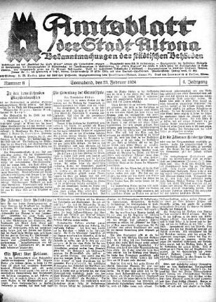 Nummer 8 : Sonnabend, den 23. Februar 1924
