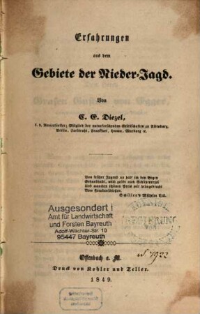 Erfahrungen aus dem Gebiete der Nieder-Jagd