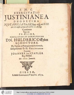 Exercitatio Justinianea Duodecima