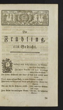 Der Frühling, ein Gedicht