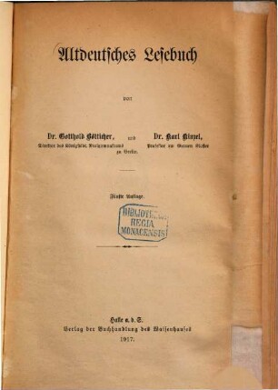 Altdeutsches Lesebuch