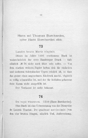 Hans und Thomas Borchardes, später Hans Borchardes allein