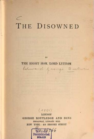 Lord Lytton's novels, 9. The disowned