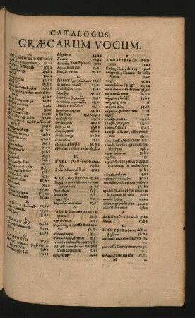 Catalogus Graecarum Vocum.
