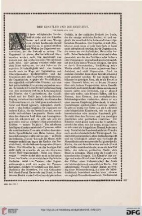 Der Künstler und die neue Zeit