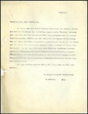 W. Kraiker an Unbekannt