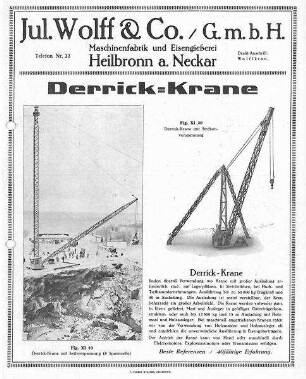 Prospekt der Fa. Jul. Wolff&Co. für Derrick-Krane