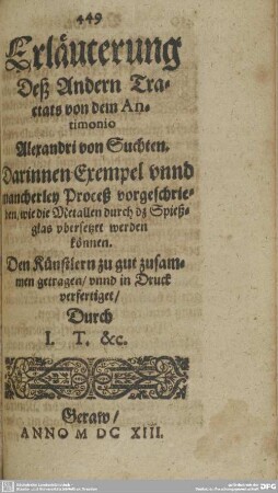 Erläuterung Deß Andern Tractats von dem Antimonio
