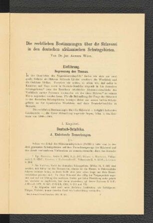 Die rechtlichen Bestimmungen über die Sklaverei in den deutschen afrikanischen Schutzgebieten.