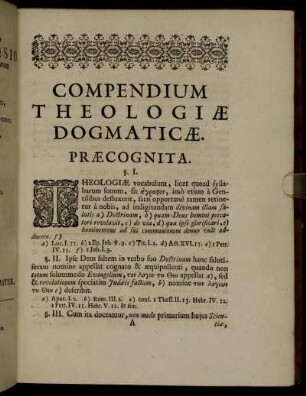 Præcognita. - Locus II. De Deo.