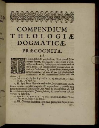 Præcognita. - Locus II. De Deo.