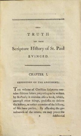 Horae Paulinae, or the truth of the scripture history of St. Paul evinced : by a comparison of the epistles which bear his name, with the Acts of the apostles, and with one another