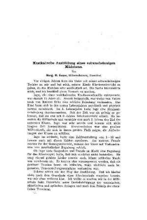 Musikalische Ausbildung eines schwachsinnigen Mädchens