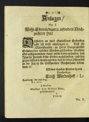 [Anlagen No. I. - XVI.]