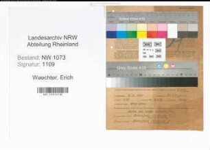 Entnazifizierung Erich Waechter , geb. 03.05.1910 (Kaufmaennischer Angestellter)