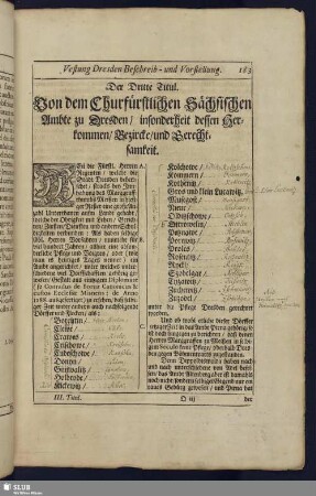 Der Dritte Titul. Von dem Churfürstlichen Sächsischen Ambte zu Dresden/