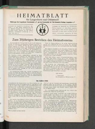 Zum 20jährigen Bestehen des Heimatvereins
