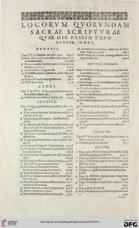 Locorvm qvorvndam sacrae scriptvrae qvae hic passim exponvntvr: Index