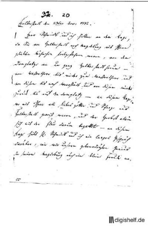 20: Brief von Wilhelm Heinse an Johann Wilhelm Ludwig Gleim