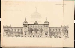 Vereinshaus der Berliner Künstler Schinkelwettbewerb 1880: Aufriss Gartenansicht; Maßstabsleiste