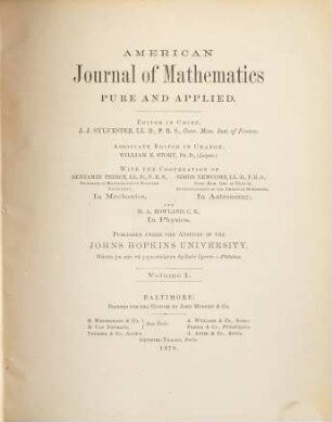 American journal of mathematics. 1. 1878