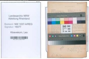 Entnazifizierung Leo Kloevekorn , geb. 17.01.1888 (Rektor)