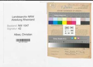 Entnazifizierung Christian Albes , geb. 03.09.1896 (Lehrer)